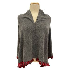 Cashmere Plaid-Trimmed Shawl